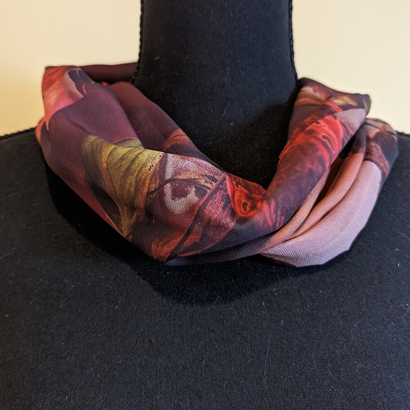 Chiffon Scarf - Glitter Leaves