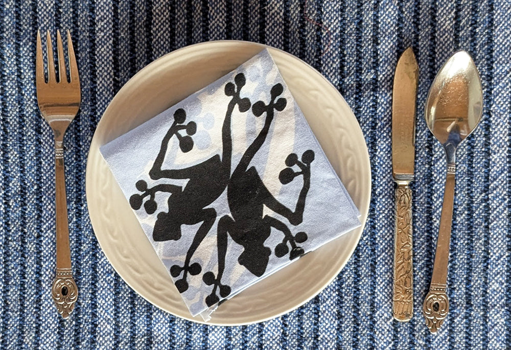 Black and Blue Frogs Napkin (Sold Individually)