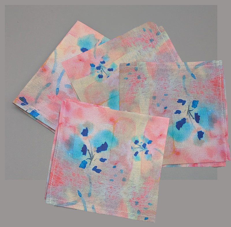 Blue Flowers in a Pink Garden - Design