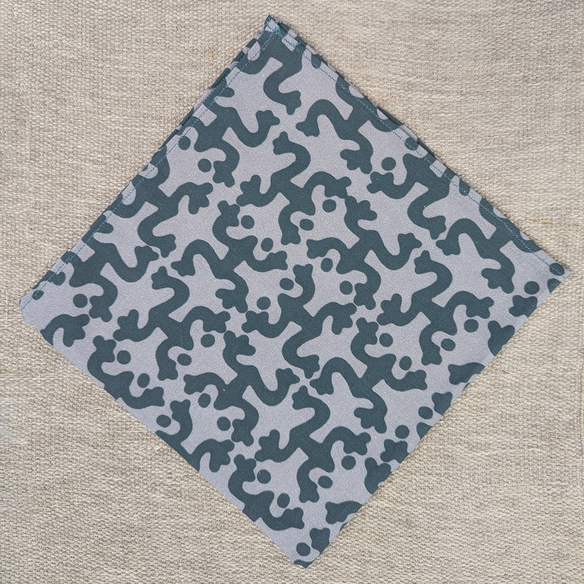 Grey and Teal Taino Coqui Dinner Napkin (Sold Individually)