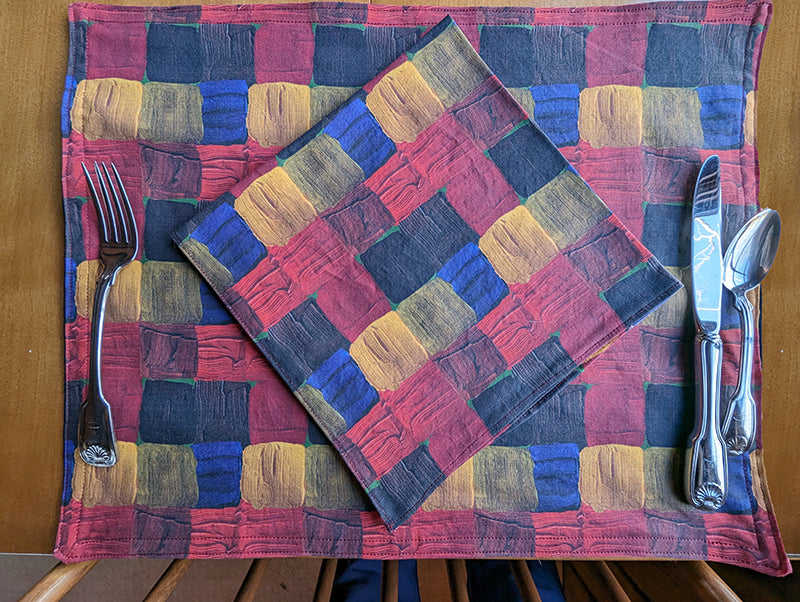 Textured Paint Plaid Table Linens (Sold Individually)