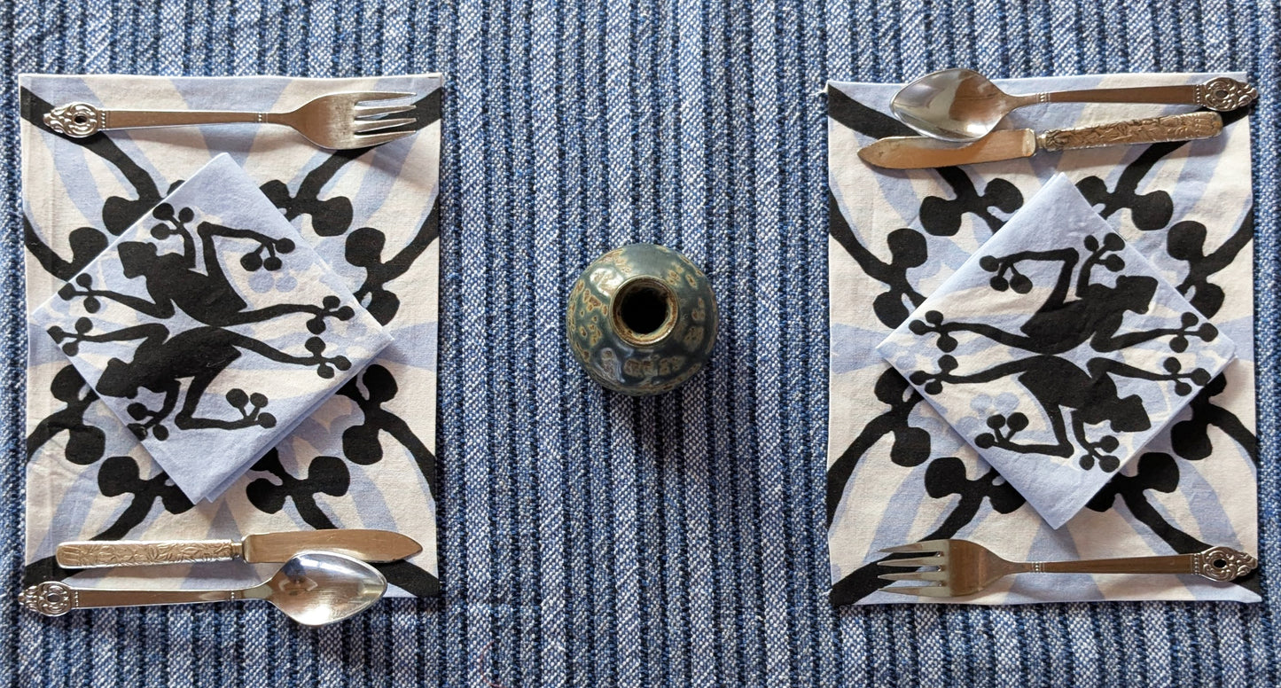 Black and Blue Frogs Napkin (Sold Individually)