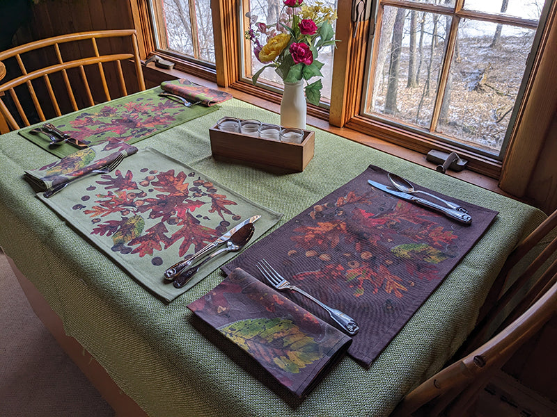 Acorns & Fall Leaves Placemats (Sold Individually) Three Colors