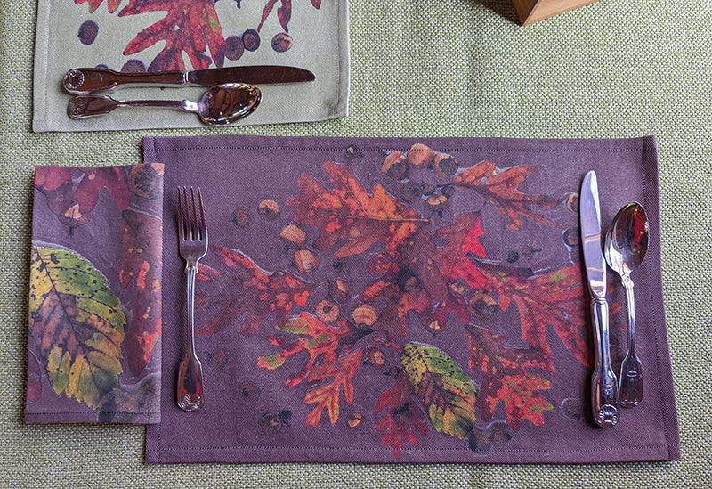 Acorns & Fall Leaves Placemats (Sold Individually) Three Colors