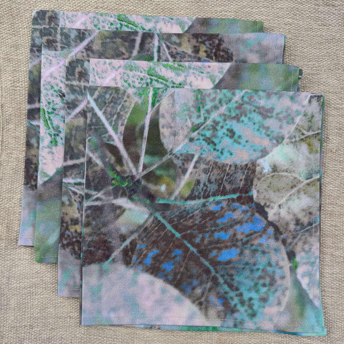 Teal Fantasy Leaves Napkin (Sold Individually)