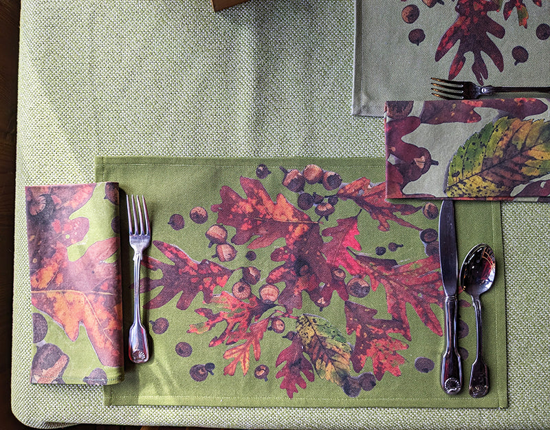 Acorns & Fall Leaves Placemats (Sold Individually) Three Colors