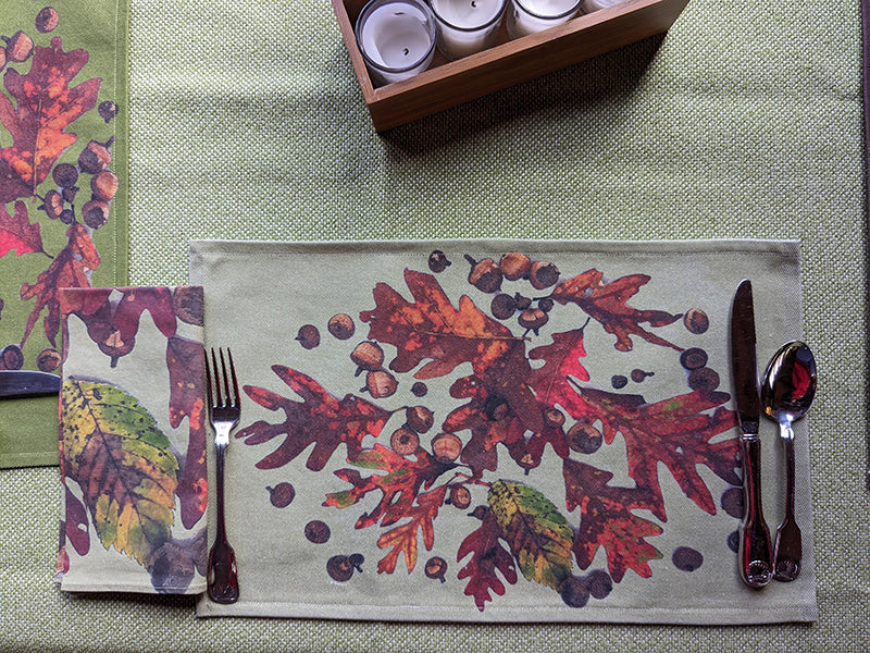 Acorns & Fall Leaves Placemats (Sold Individually) Three Colors