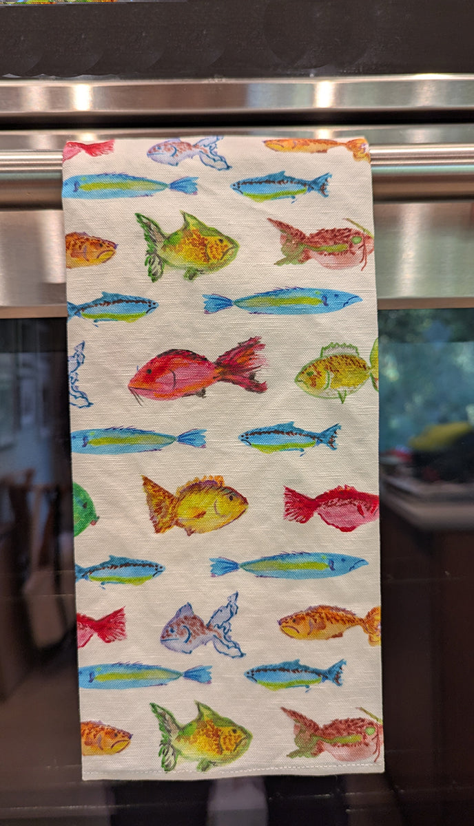 Watercolor Fishes Dish Towel