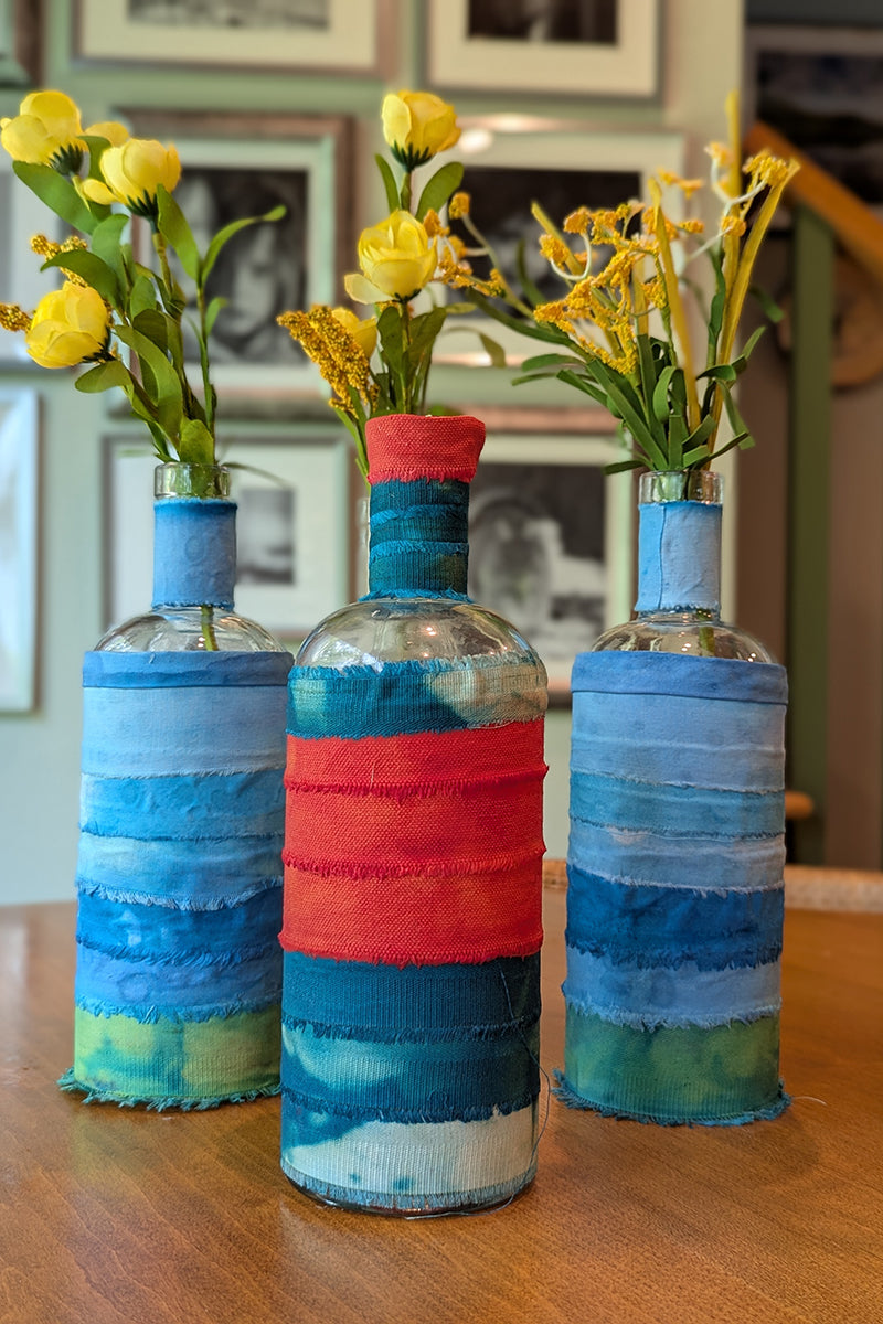 Large Fabric Wrapped Vases