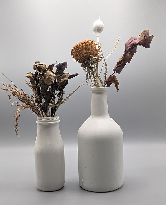 Painted Bottle Vases - White