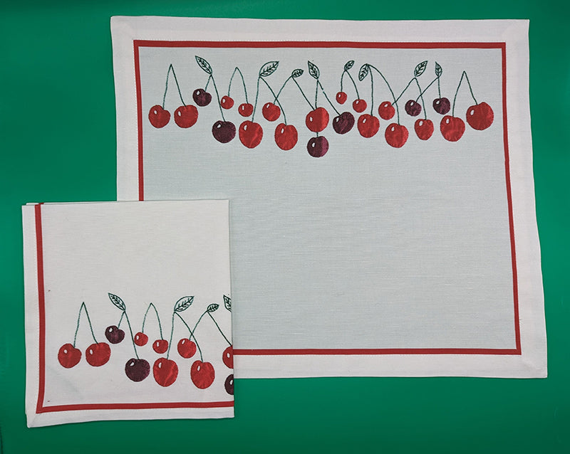 Amparo's Cherries Place Mats and Napkins (Sold Individually)
