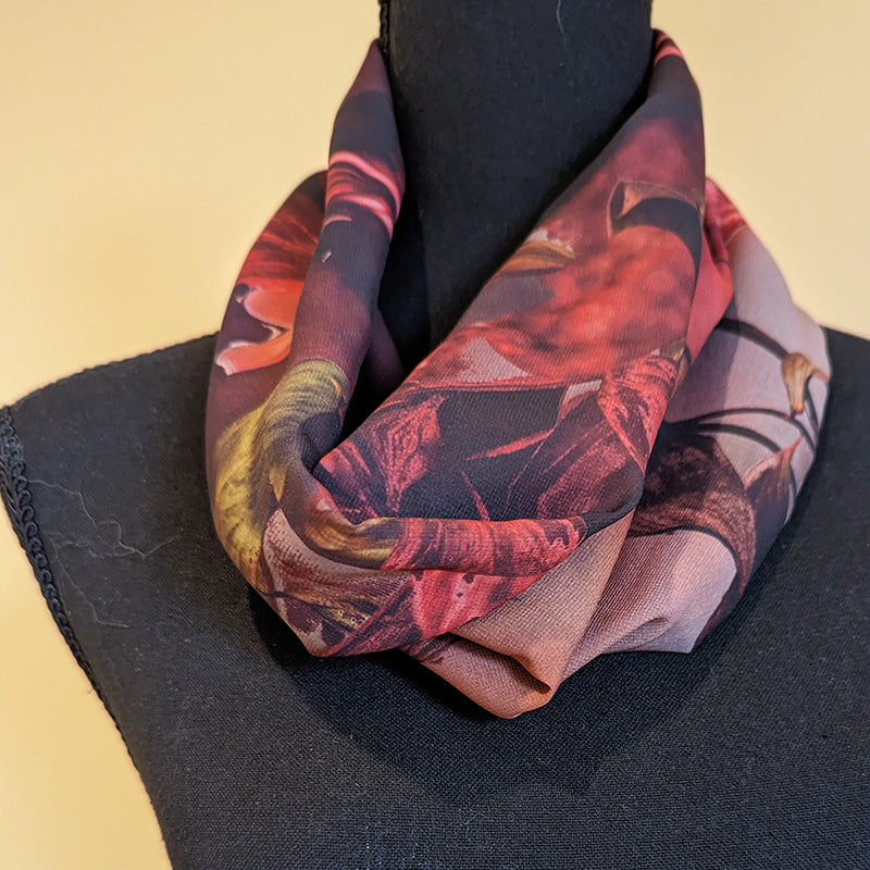 Chiffon Scarf - Glitter Leaves