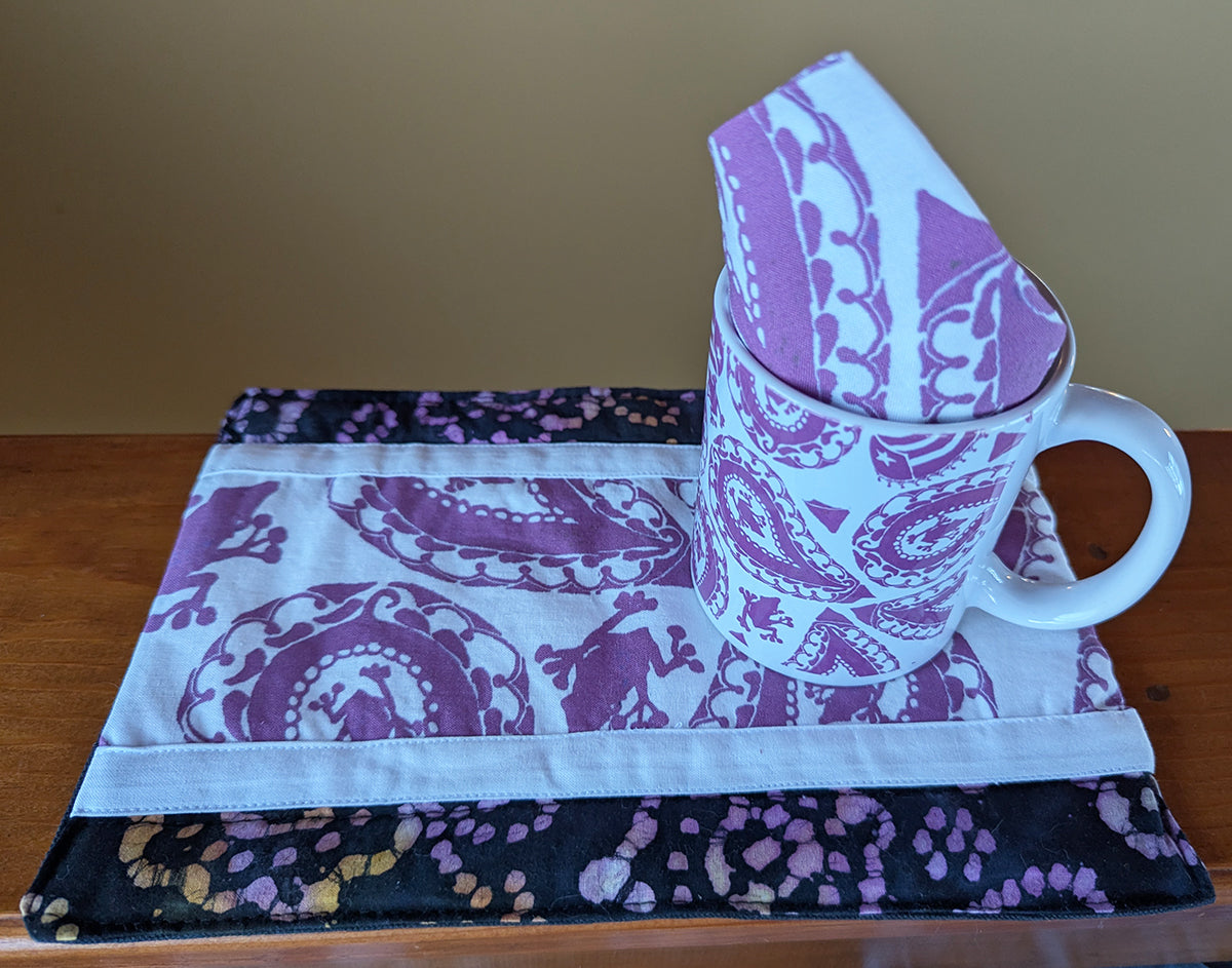 Gift Set - Paisley Mug, Mini Place Mat & Napkin