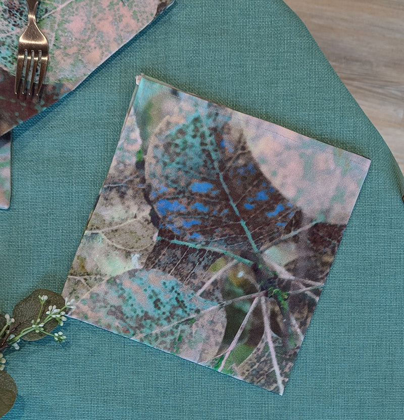 Teal Fantasy Leaves Napkin (Sold Individually)
