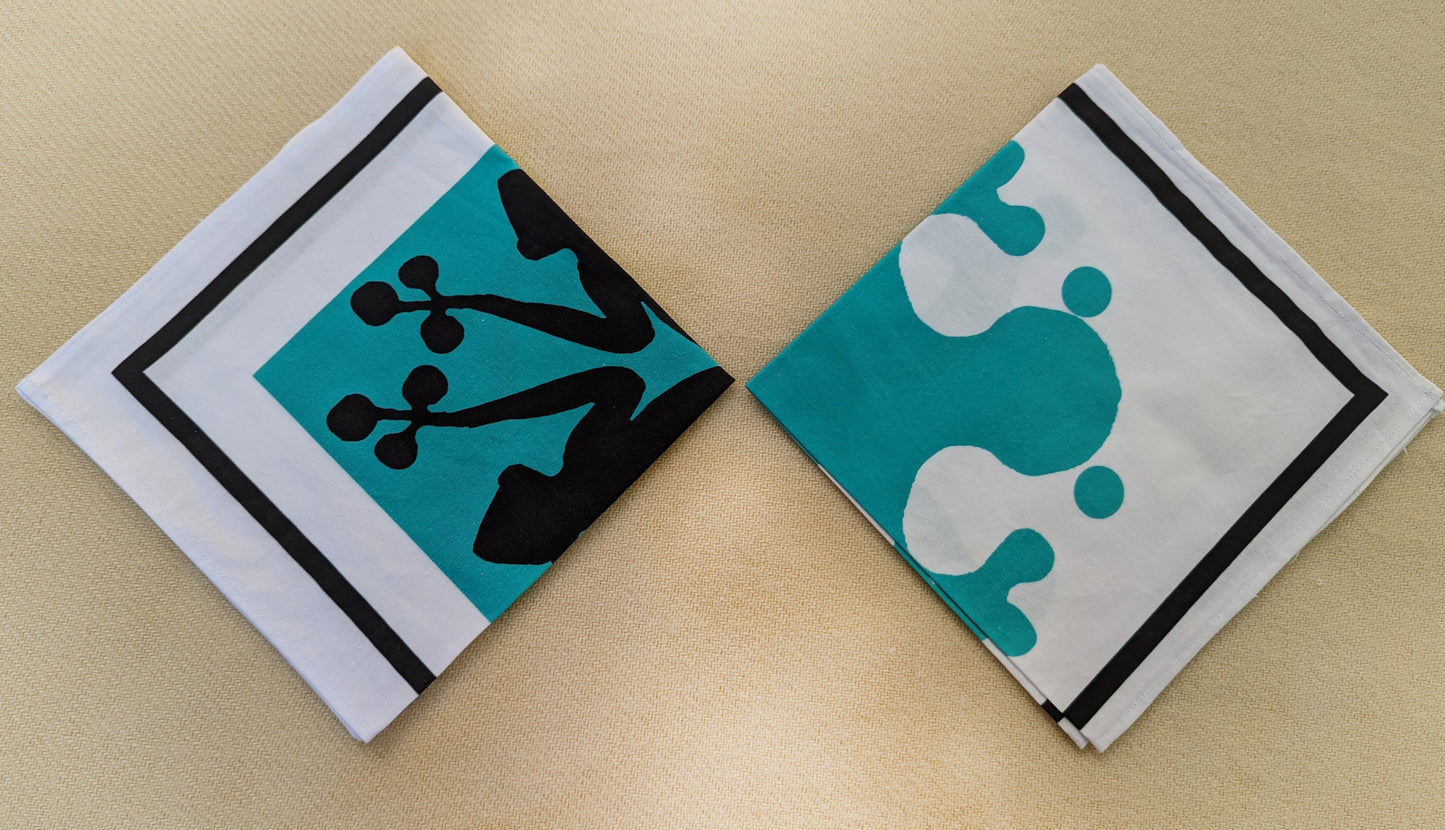 Teal & Black Coqui Frogs Placemats and Napkins (Sold Individually)