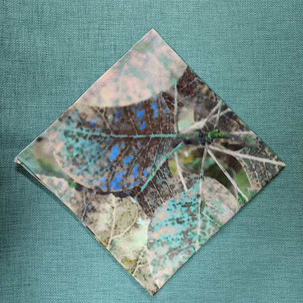 Teal Fantasy Leaves Napkin (Sold Individually)