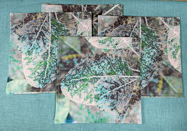 Teal Fantasy Leaves Napkin (Sold Individually)