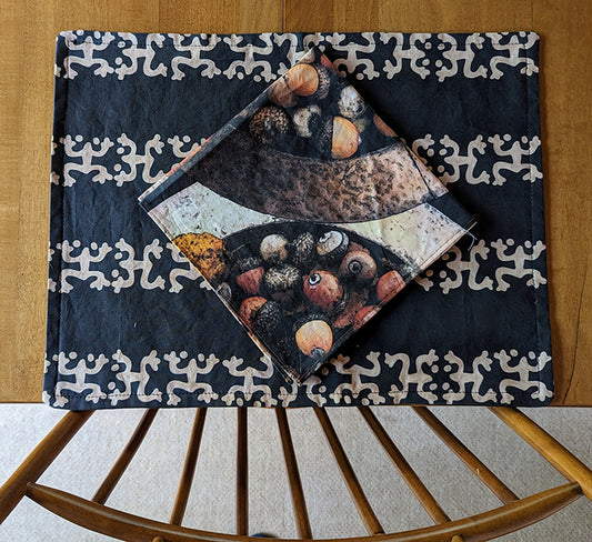 Black and Tan Taino Coqui Stripes Placemats (Set of Four)