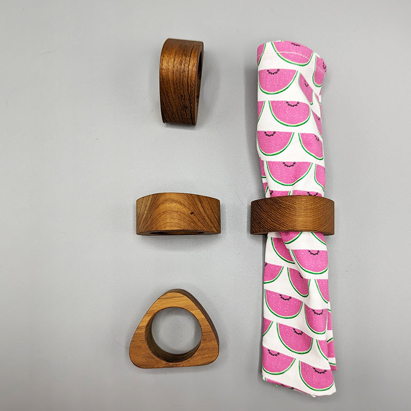 Wood Triangle Napkin Rings (Sold as a set)