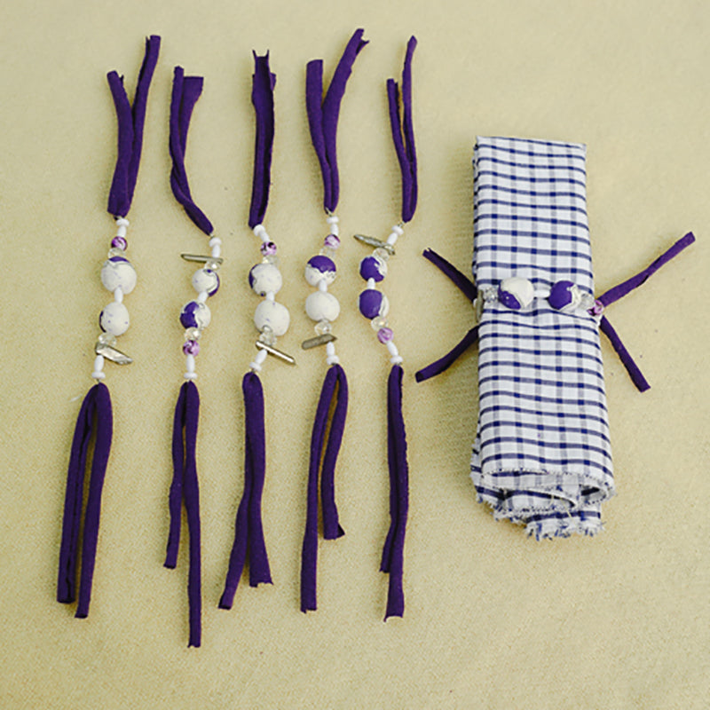 Purple and White Bead Napkin Ties