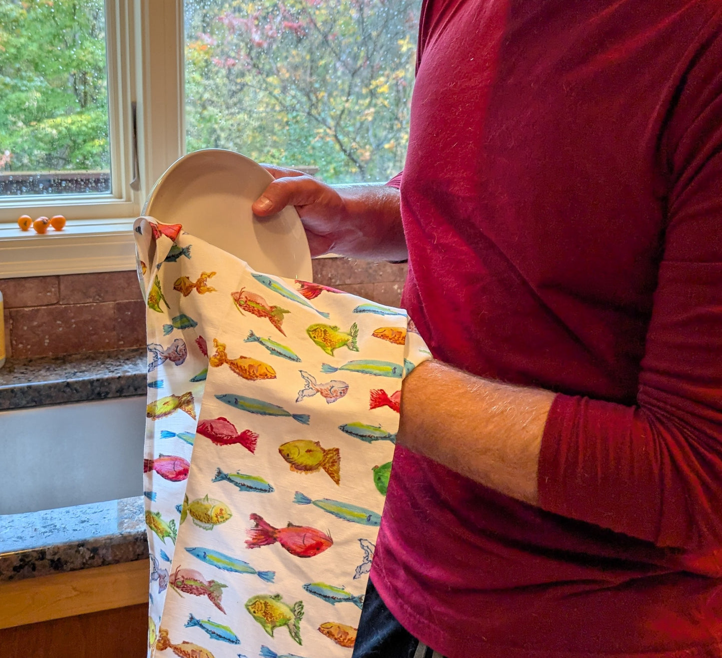 Watercolor Fishes Dish Towel