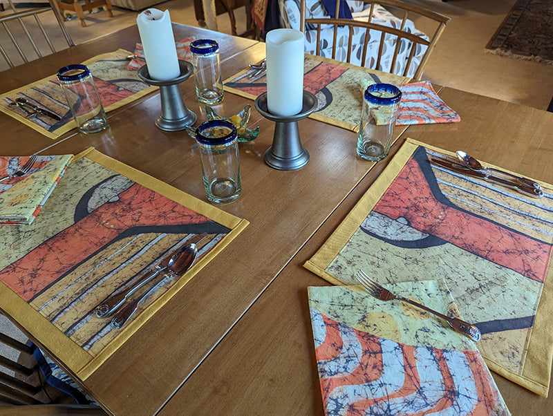 Orange Batik #1 Dinner Napkins (Sold Individually)