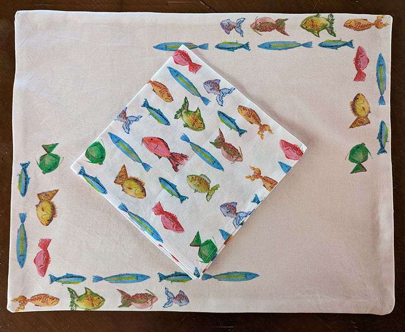Watercolor Fishes Placemat (Sold Individually)