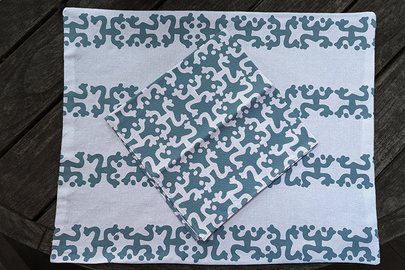 Grey and Teal Taino Coqui Place Mats (Sold Individually)