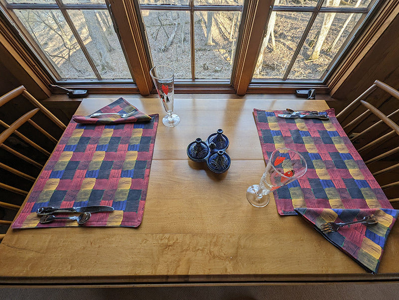 Textured Paint Plaid Table Linens (Sold Individually)