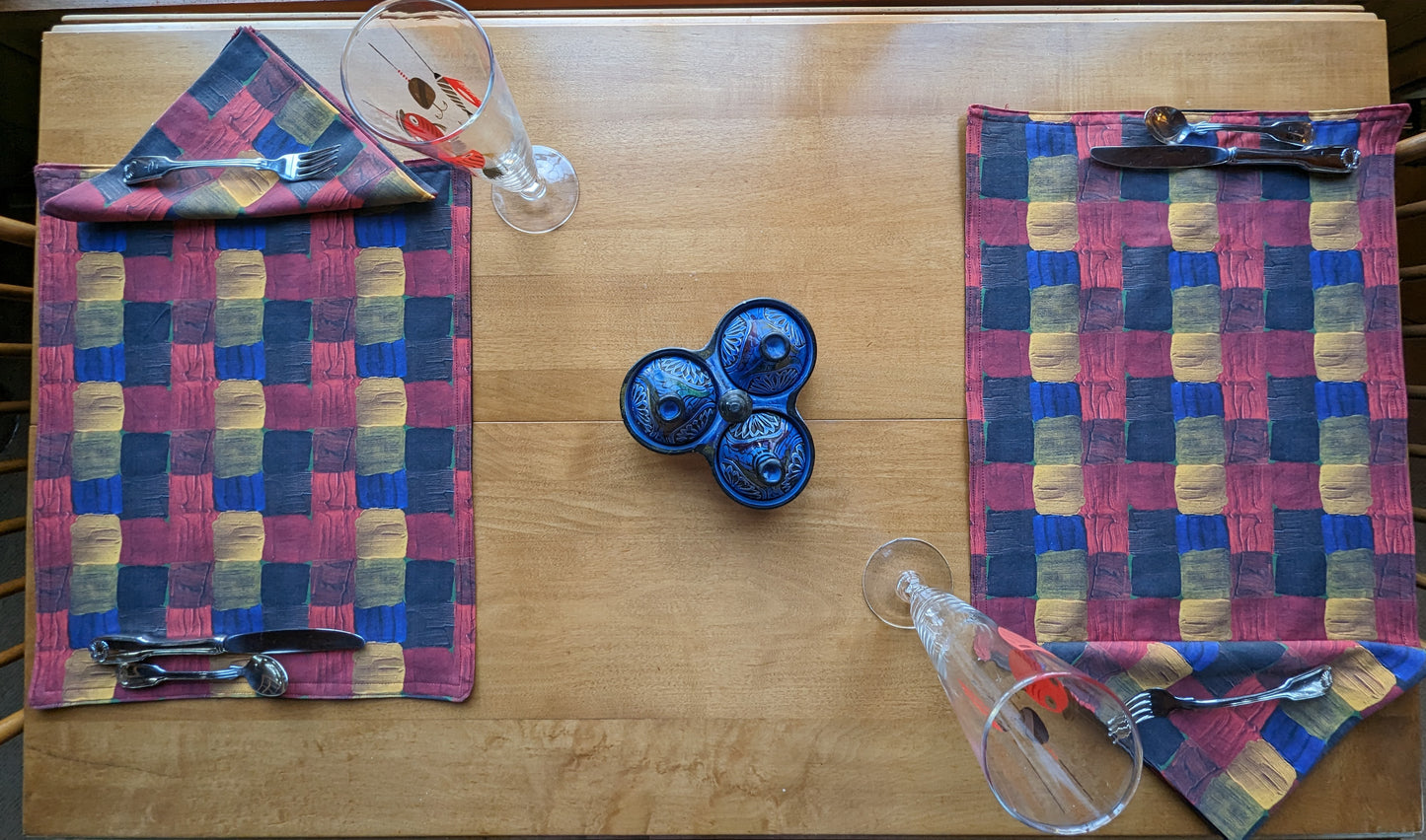 Textured Paint Plaid Table Linens (Sold Individually)