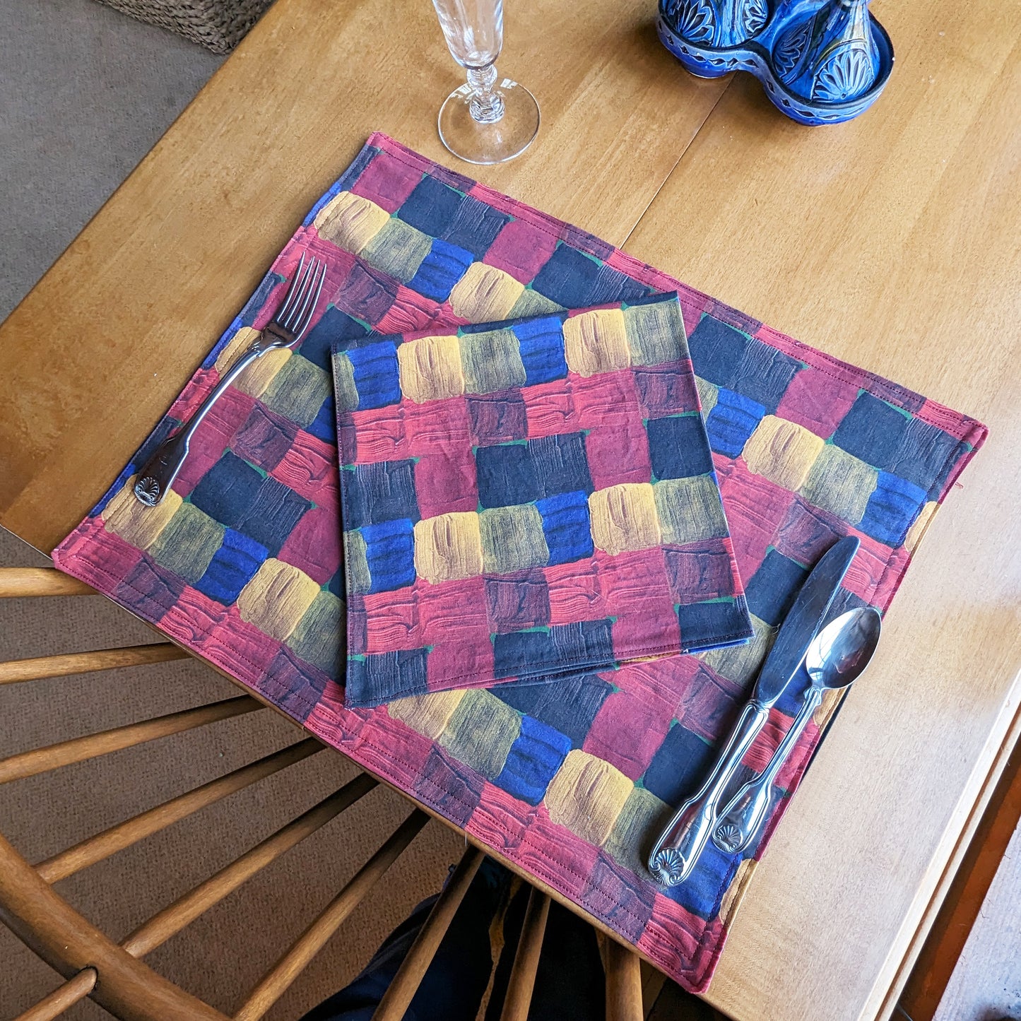 Textured Paint Plaid Table Linens (Sold Individually)