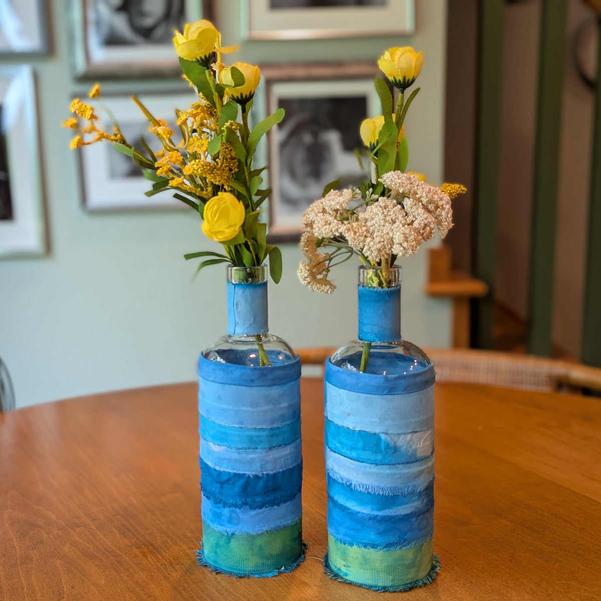 Large Fabric Wrapped Vases