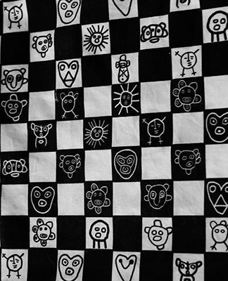 Black and White Taino Grid Tote Bag