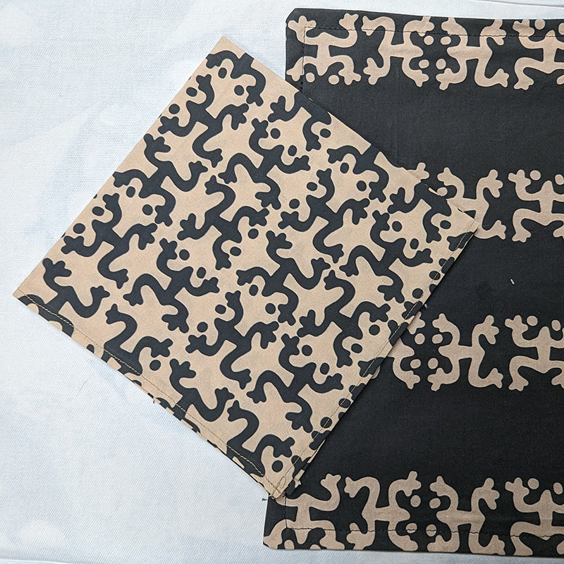 Black and Tan Taino Coqui Dinner Napkins (Sold Individually)