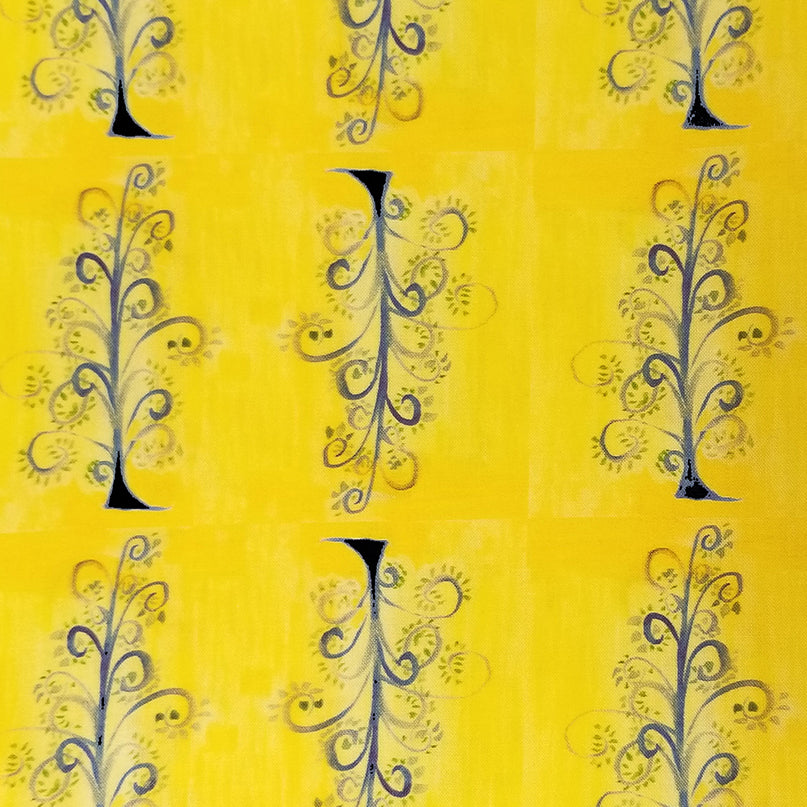 Alternating Blue Trees on Yellow Napkin (Sold Individually)