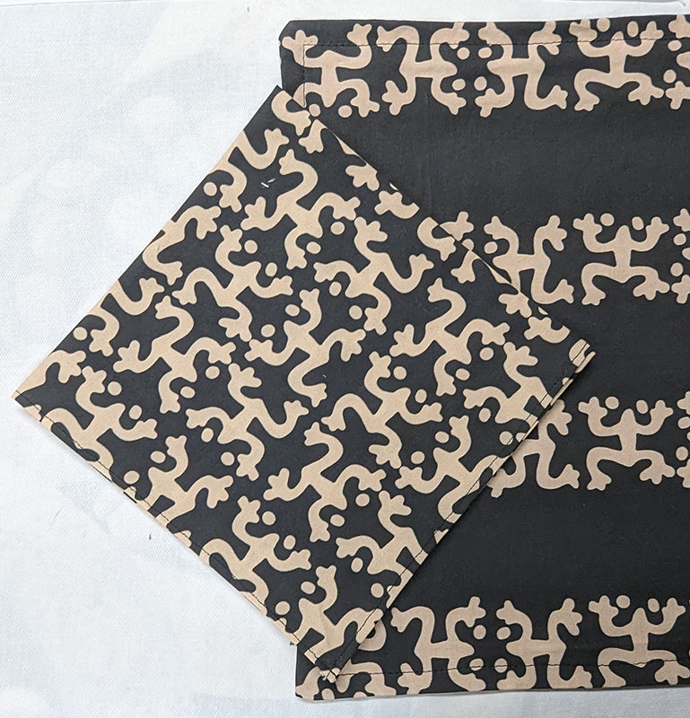 Black and Tan Taino Coqui Dinner Napkins (Sold Individually)