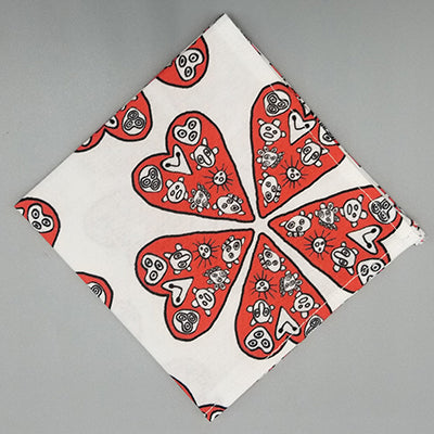 Red Hearts Flowers Cocktail Napkins (Set of 4)