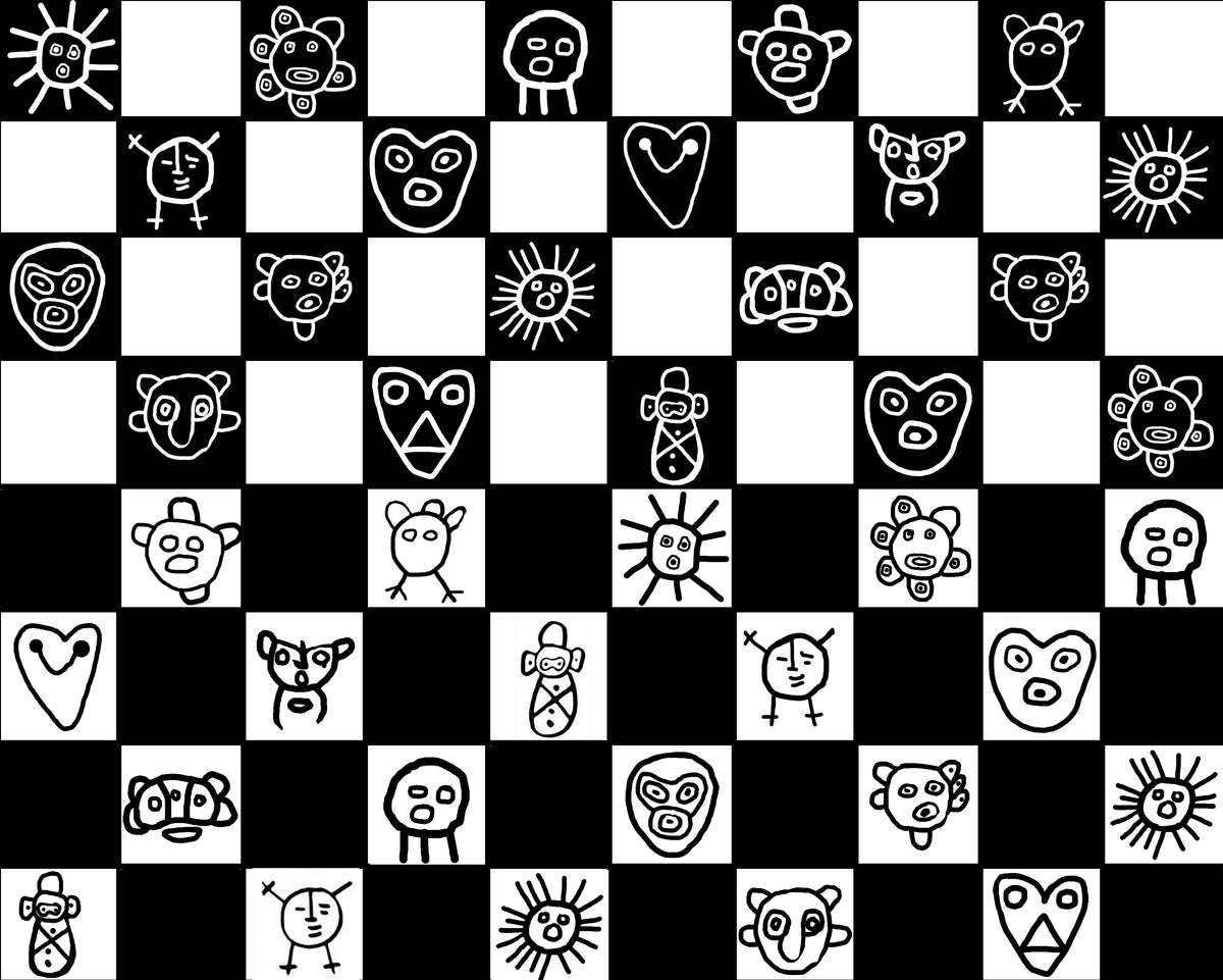 Black & White Taino Grid  Design