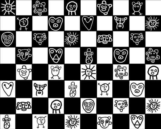 Black & White Taino Grid  Design