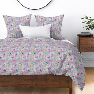 Blue Flowers in a Pink Garden - Design
