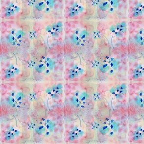Blue Flowers in a Pink Garden - Design