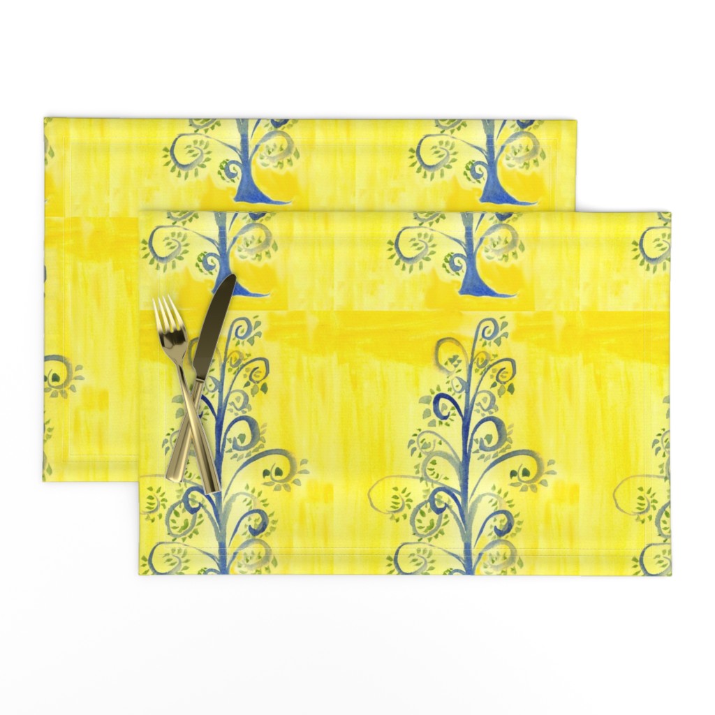 Blue Trees on Yellow -Two Designs