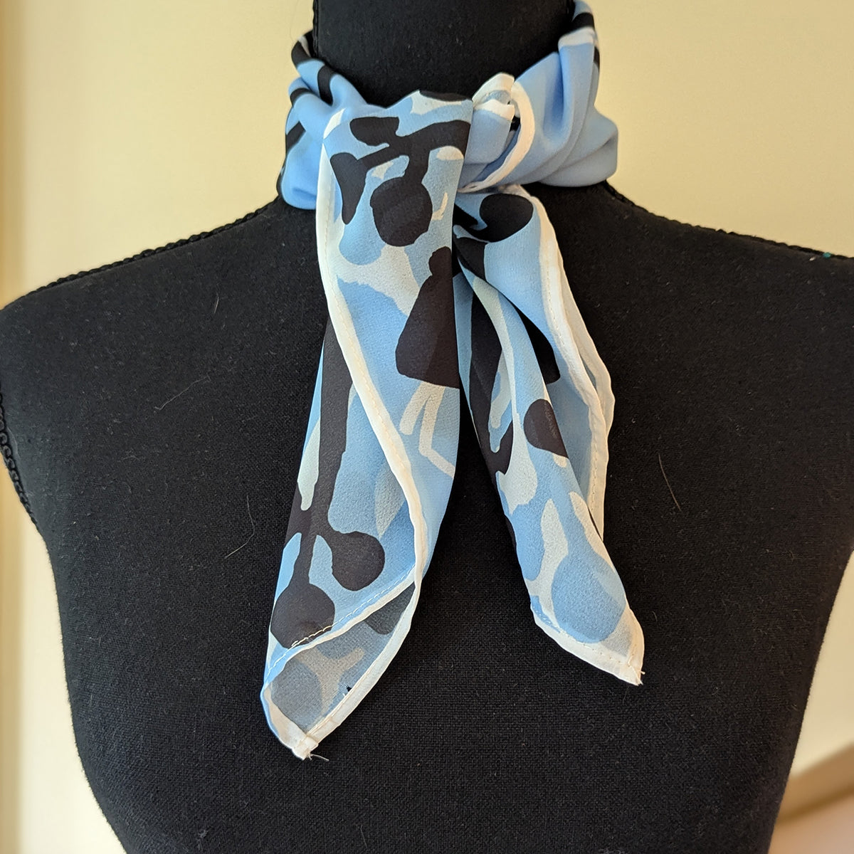 Chiffon Scarf - Blue, Black & White Frogs