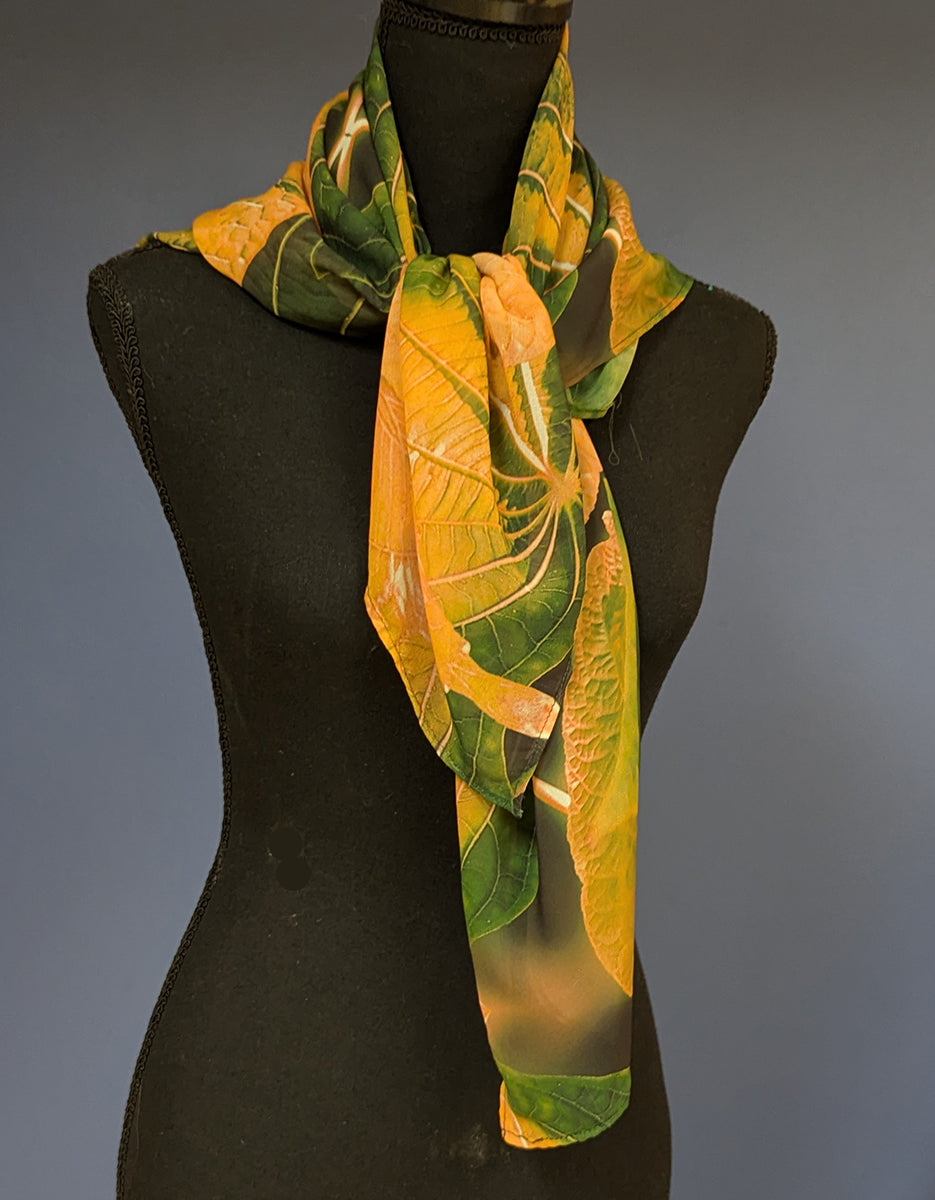 Chiffon Scarf - Rainforest (Green&Peach)