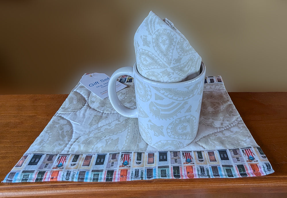 Gift Set - Paisley Mug, Mini Place Mat & Napkin