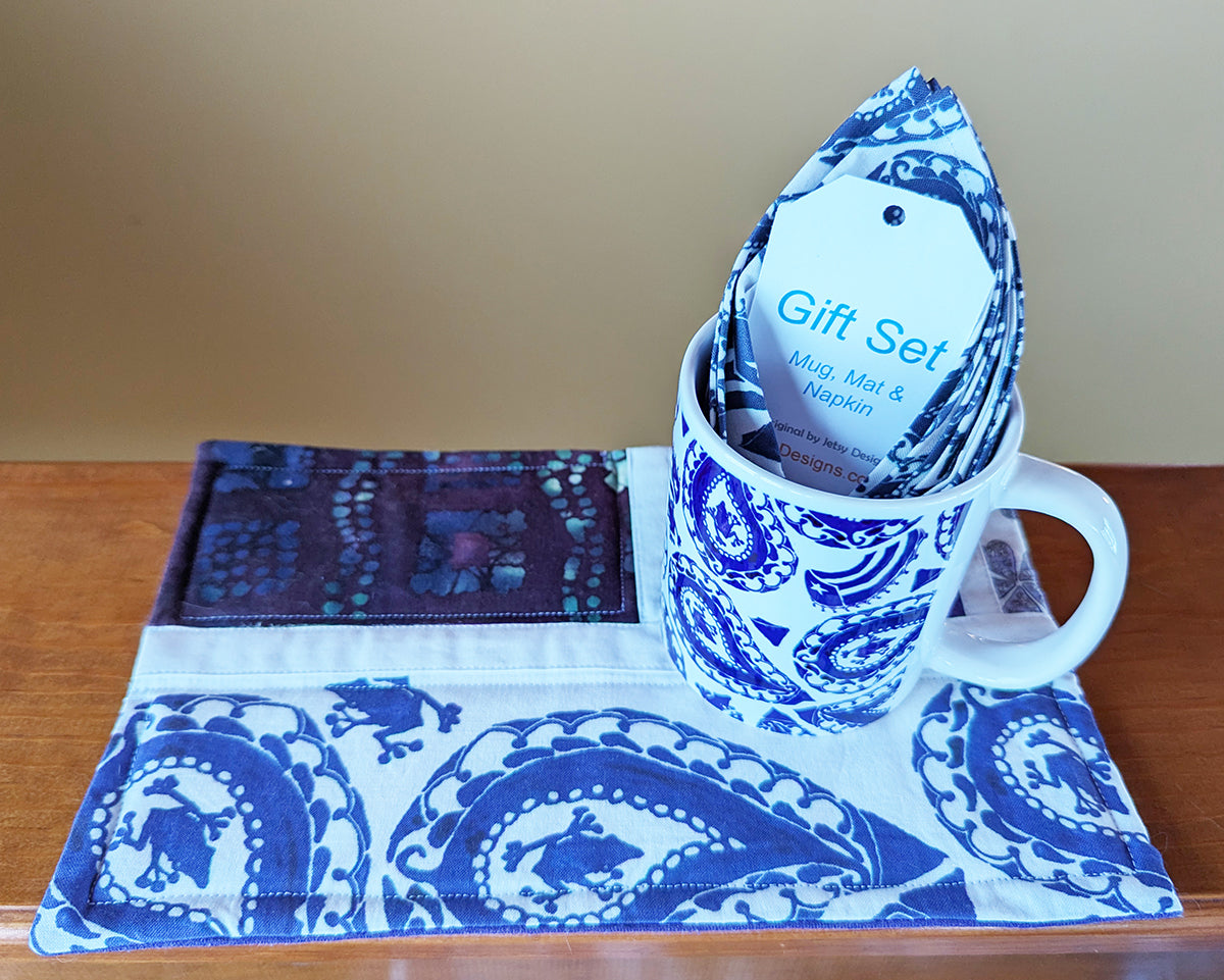 Gift Set - Paisley Mug, Mini Place Mat & Napkin