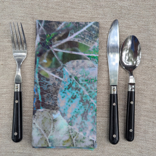 Teal Fantasy Leaves Napkin (Sold Individually)