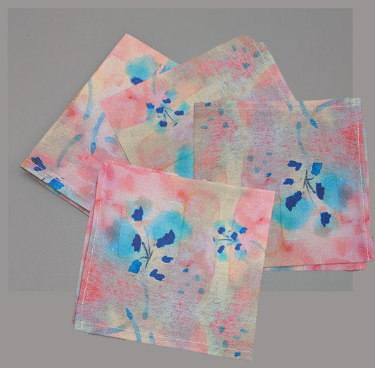 Fancy Flowers Cocktail Napkins (Set of 4)