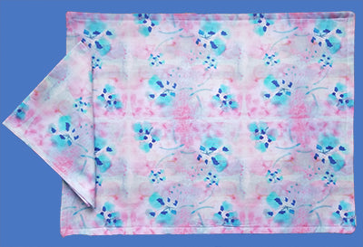 Blue Flowers in a Pink Garden - Design