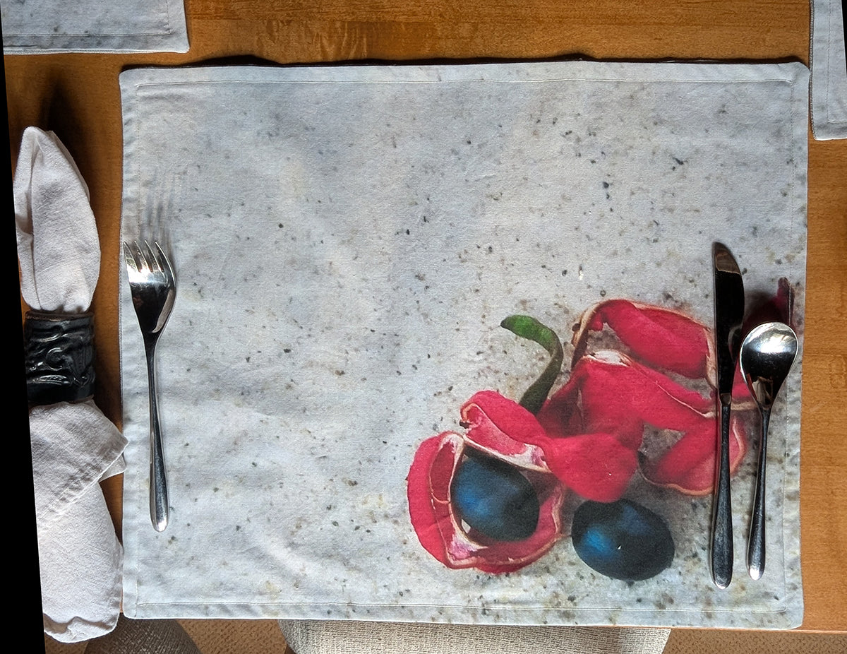 Black Seeds and Red Seedpods Placemats (Sold Individually)